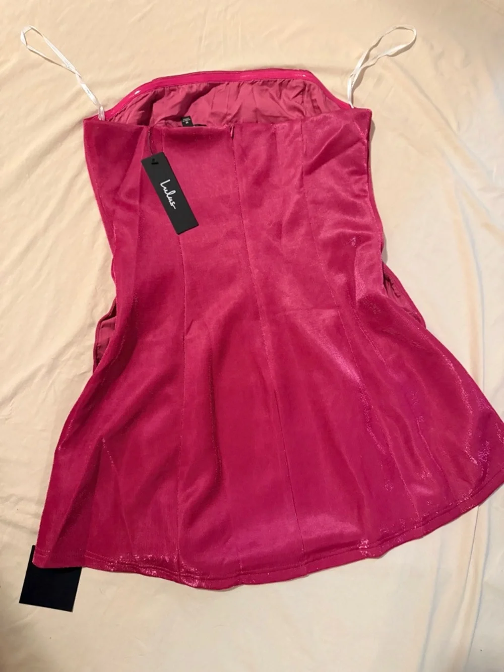 Lulu's Stunning Reputation Shiny Magenta Mini Dress With Pockets - Picture 7 of 12
